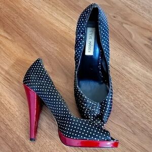 Steve Madden Black and Red Polka Dot Heels